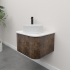 Kiama 600mm Dark Oak 1 Door Curved Wall Hung Fluted Bathroom Vanity