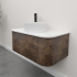Kiama 950mm Dark Oak 1 Drawer Curved Wall Hung Fluted Bathroom Vanity