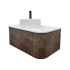 Kiama 950mm Dark Oak 1 Drawer Curved Wall Hung Fluted Bathroom Vanity