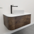 Kiama 950mm Dark Oak 1 Drawer Curved Wall Hung Fluted Bathroom Vanity