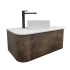 Kiama 950mm Dark Oak 1 Drawer Curved Wall Hung Fluted Bathroom Vanity