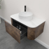 Kiama 950mm Dark Oak 1 Drawer Curved Wall Hung Fluted Bathroom Vanity