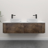 Kiama 1500mm Dark Oak 2 Drawers Curved Wall Hung Fluted Bathroom Vanity