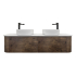 Kiama 1500mm Dark Oak 2 Drawers Curved Wall Hung Fluted Bathroom Vanity