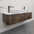 Kiama 1500mm Dark Oak 2 Drawers Curved Wall Hung Fluted Bathroom Vanity