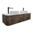 Kiama 1500mm Dark Oak 2 Drawers Curved Wall Hung Fluted Bathroom Vanity