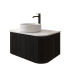 750mm Kiama Bottega Oak 1 Drawer Curved Fluted Wall Hung Vanity Cabinet Only