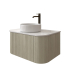 750mm Kiama Coastal Oak 1 Drawer Curved Fluted Wall Hung Vanity Cabinet Only