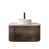 Kiama 750mm Dark Oak 1 Drawer Curved Wall Hung Fluted Bathroom Vanity