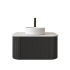 Kiama 750mm Matte Black 1 Drawer Curved Wall Hung Fluted Bathroom Vanity