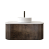 Kiama 950mm Dark Oak 1 Drawer Curved Wall Hung Fluted Bathroom Vanity
