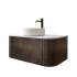 Kiama 950mm Dark Oak 1 Drawer Curved Wall Hung Fluted Bathroom Vanity