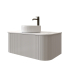 Kiama 950mm Matte White 1 Drawer Curved Wall Hung Fluted Bathroom Vanity