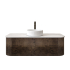 Kiama 1200mm Dark Oak 2 Drawers Curved Wall Hung Fluted Bathroom Vanity