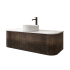 Kiama 1200mm Dark Oak 2 Drawers Curved Wall Hung Fluted Bathroom Vanity