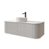 Kiama 1200mm Matte White 2 Drawers Curved Wall Hung Fluted Bathroom Vanity