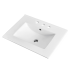 755*463*175mm Gloss White Crete Fine Ceramic Counter Top 3 Tap Hole Overflow 32mm Waste