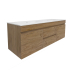 1490X455X500mm Camden Mordern Wall Hung Cabinet Prime Oak Soft Closing Finger Pull Doors Middle Drawers