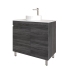 900mm Dark Grey MDF Bathroom Vanity Right Drawers Free Standing Cabinet Only