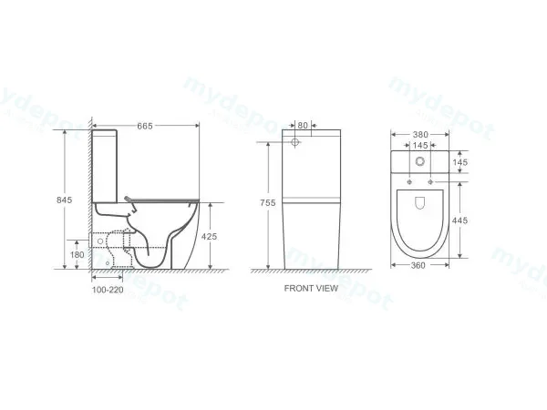 665*380*845mm Norton Matt White Back To Wall Toilet Suite view 2