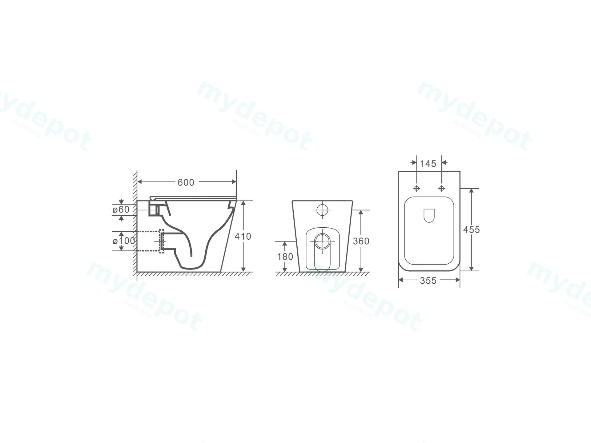 600*350*400mm Enox99 Floor Pan Rimless With Thick Uf Seat Cover view 3