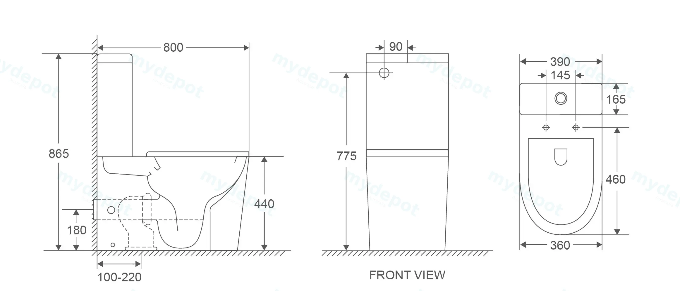 800*865*390mm Pani Care Accessible Back To Wall Toilet view 4