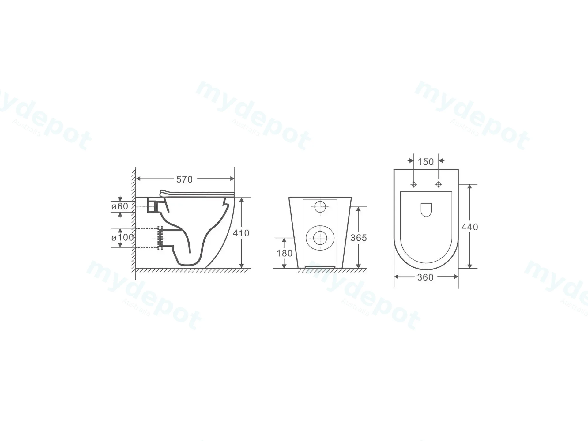 570*360*400mm Floor Pan (Rimless) With Slim Uf Seat Cover view 2