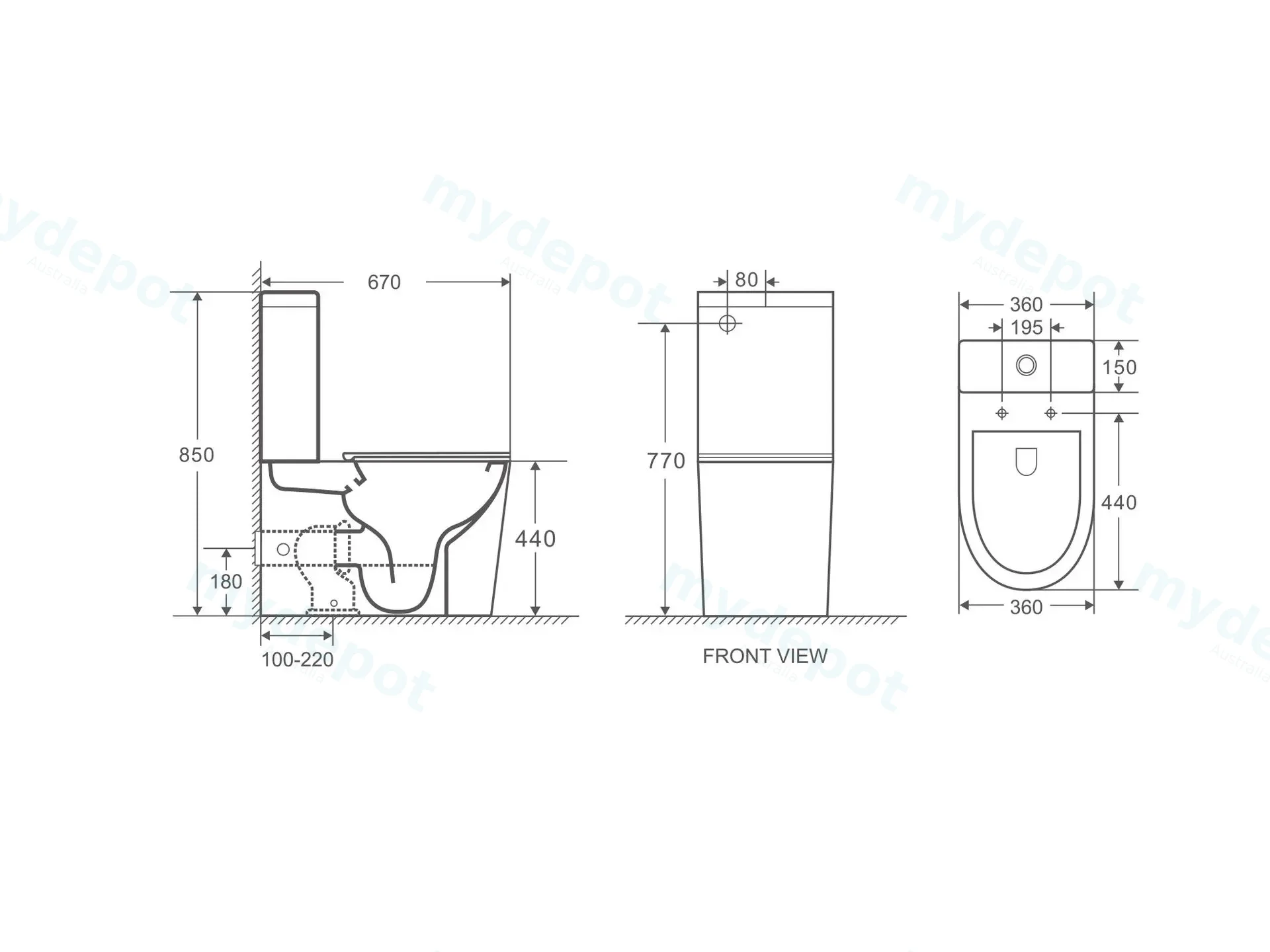 665*370*845mm Vera Back To Wall Toilet Suite (Tornado) With Slim Uf Seat Cover view 5