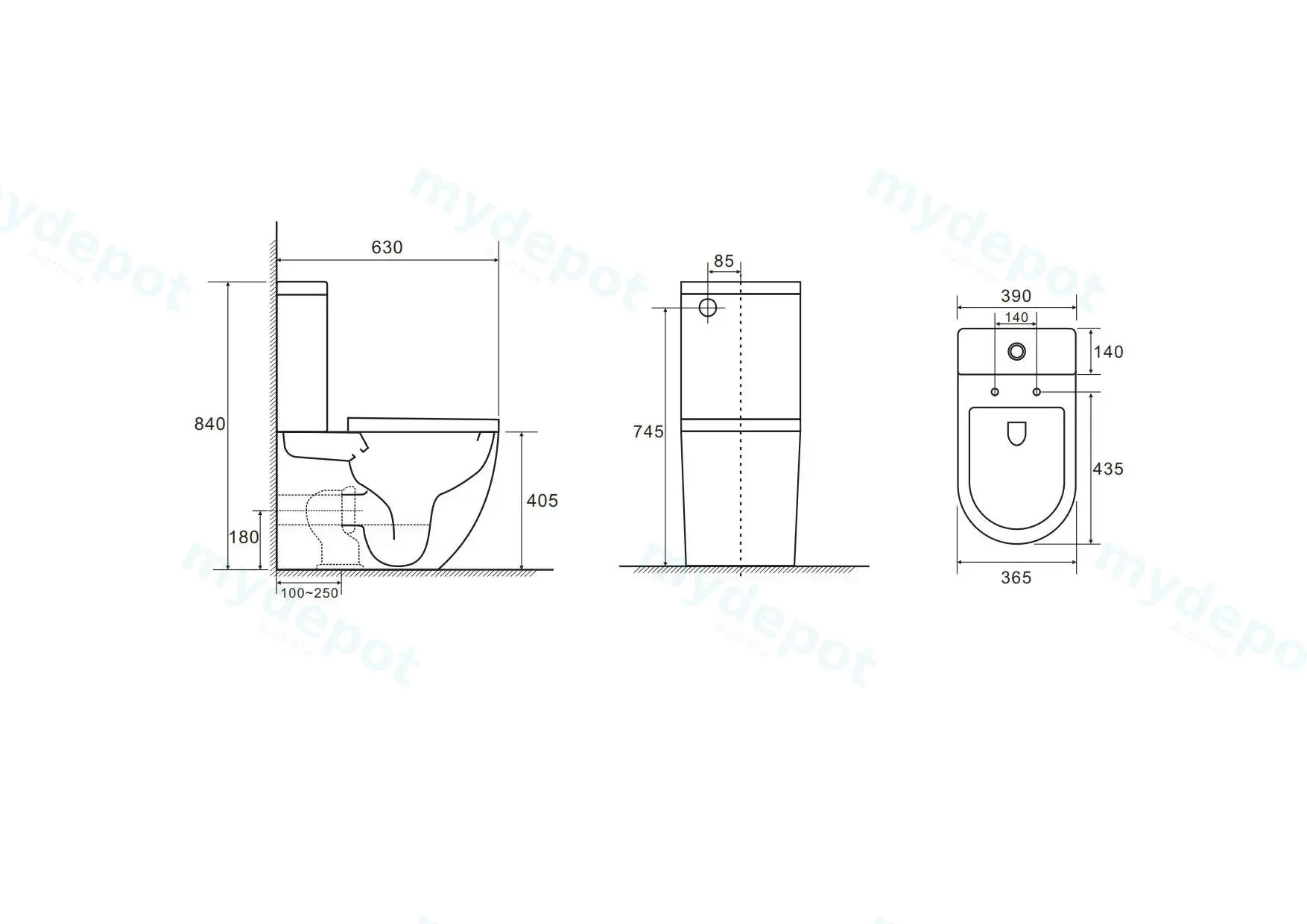 DIANA Gloss White Back To Wall Toilet Suite view 10