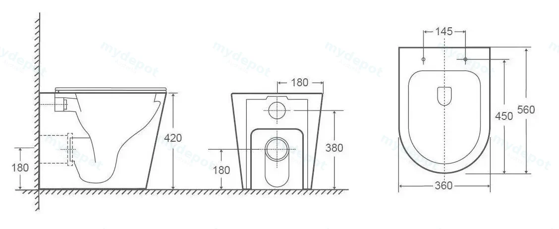 560X365X420mm Agena Rimless Wall Faced Floor Pan view 2