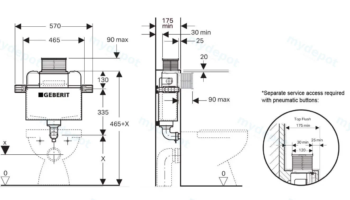 545*360*140mm Acadiageberit Lower Counter Inwall Floor Toilet Suite Tornado Rimless Matte Back Wall Faced Floor Pan view 3