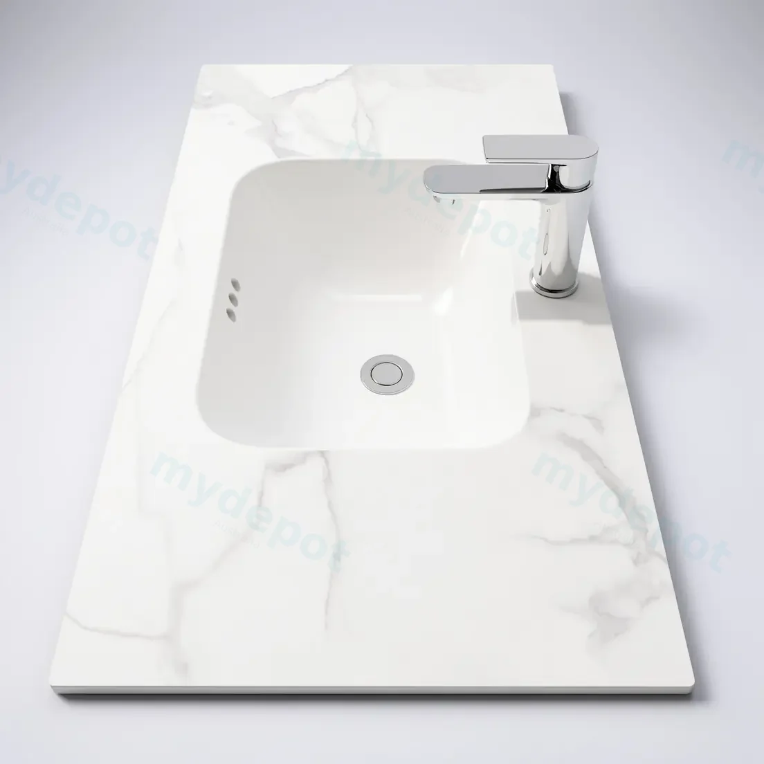 900Lx460Dx180Hmm White Marble Look Sintered Stone Top With Undermount Basin view 2