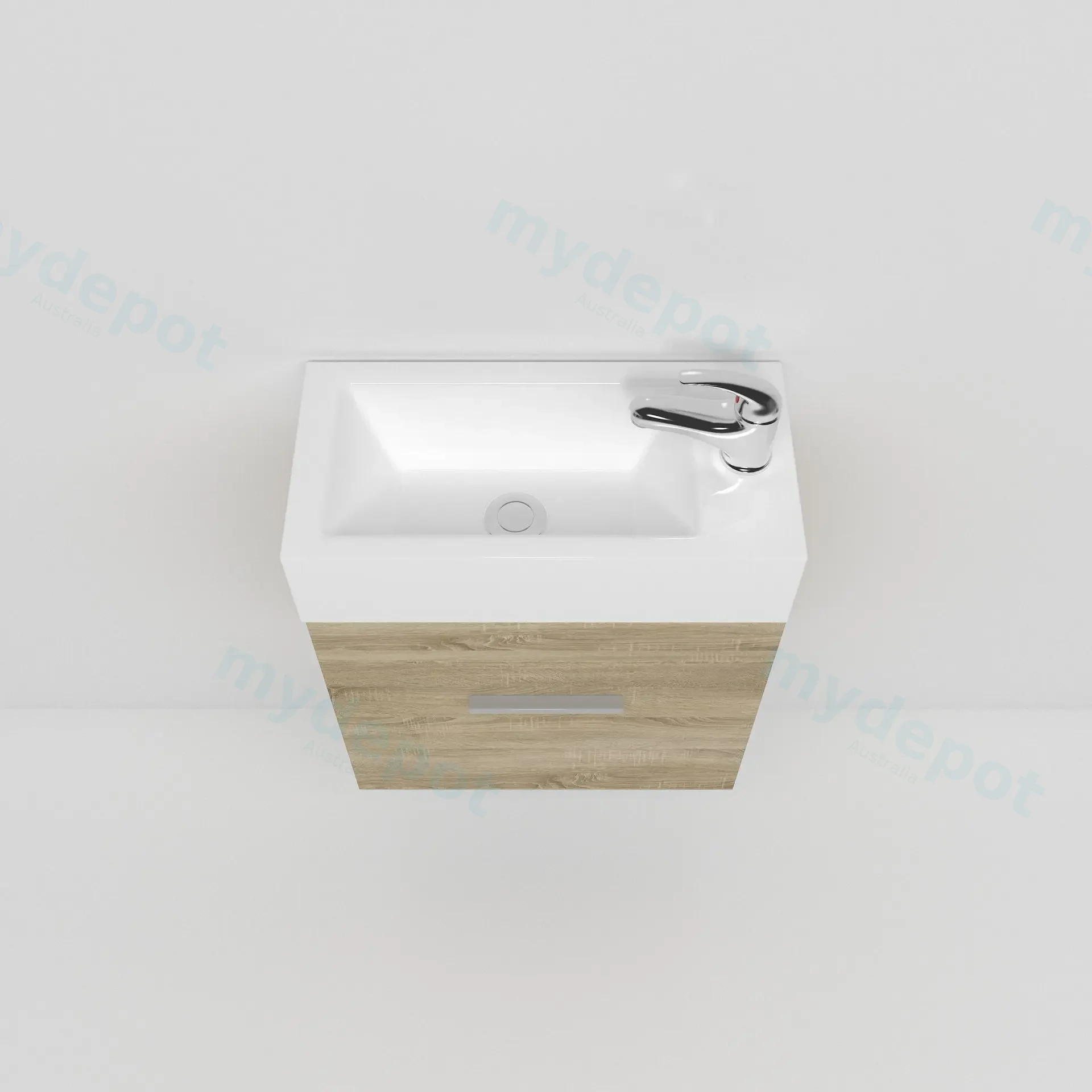 500mm White Oak MDF 1 Door Wall Hung Bathroom Vanity Cabinet Only view 6