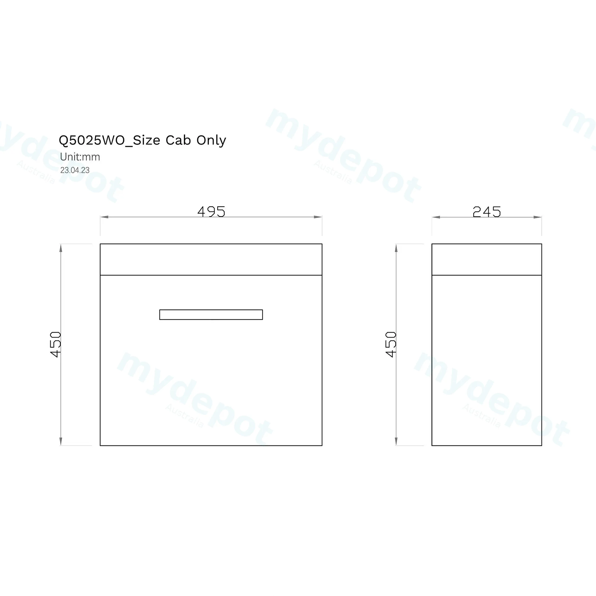 500mm White Oak MDF 1 Door Wall Hung Bathroom Vanity Cabinet Only view 7