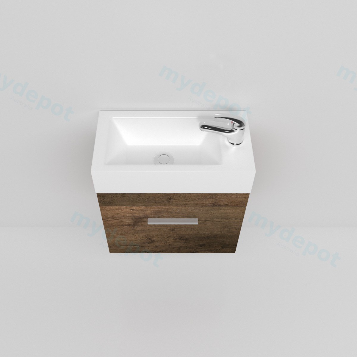 500mm Dark Oak MDF 1 Door Wall Hung Bathroom Vanity Cabinet Only view 11