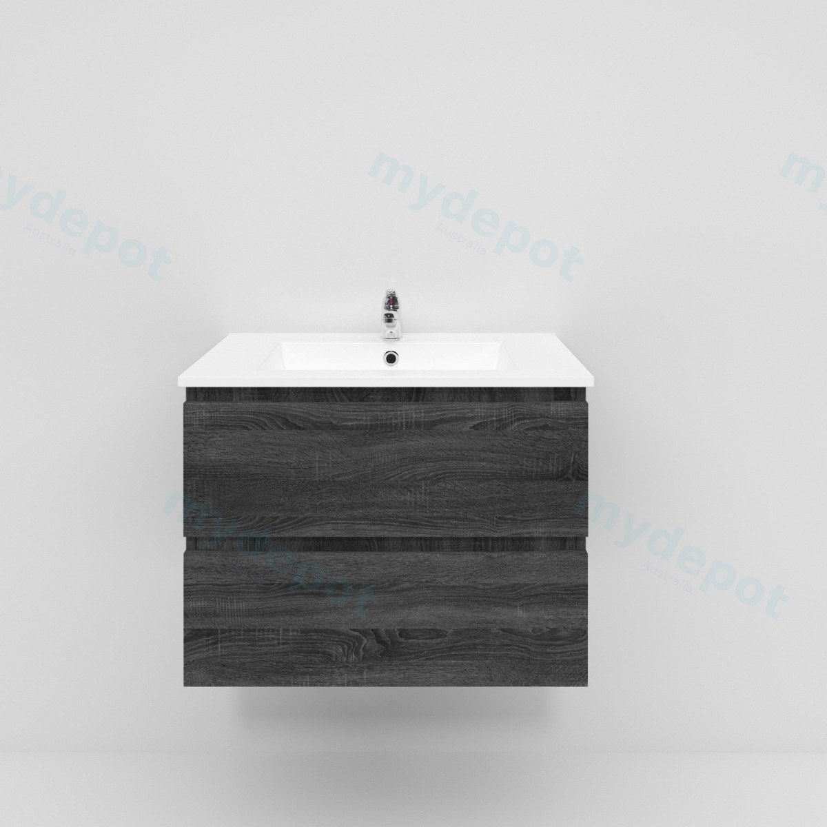 750mm Dark Grey MDF  2 Drawers Wall Hung Bathroom Vanity Cabinet Only view 8