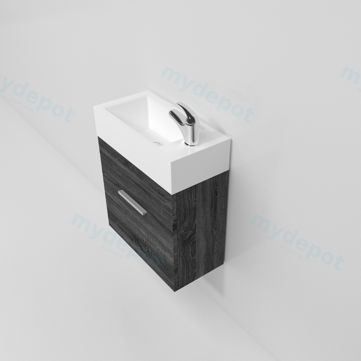 500mm Dark Grey MDF 1 Door Wall Hung Bathroom Vanity Cabinet only view 3