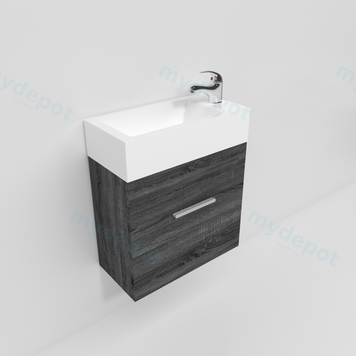 500mm Dark Grey MDF 1 Door Wall Hung Bathroom Vanity Cabinet only view 5