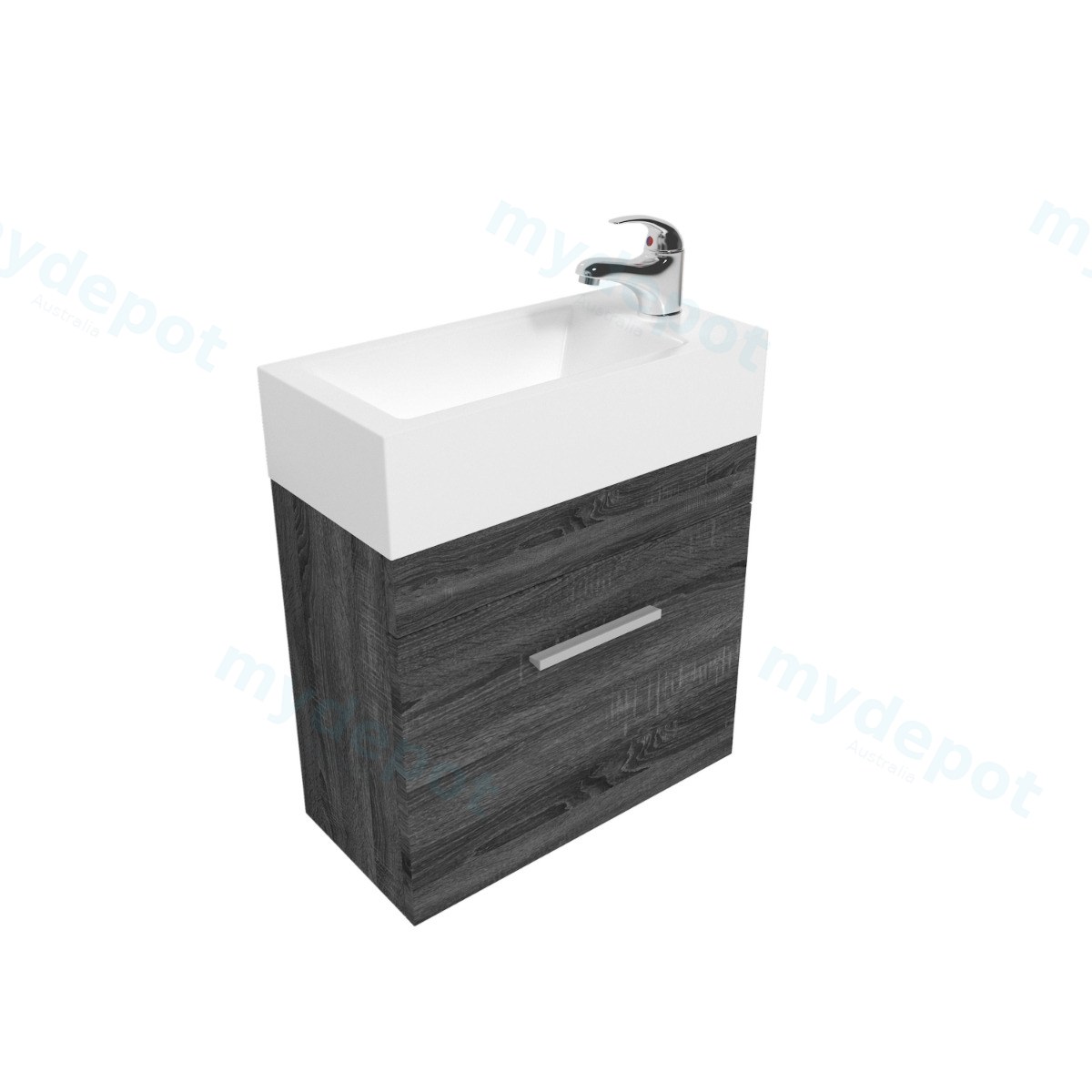 500mm Dark Grey MDF 1 Door Wall Hung Bathroom Vanity Cabinet only view 7