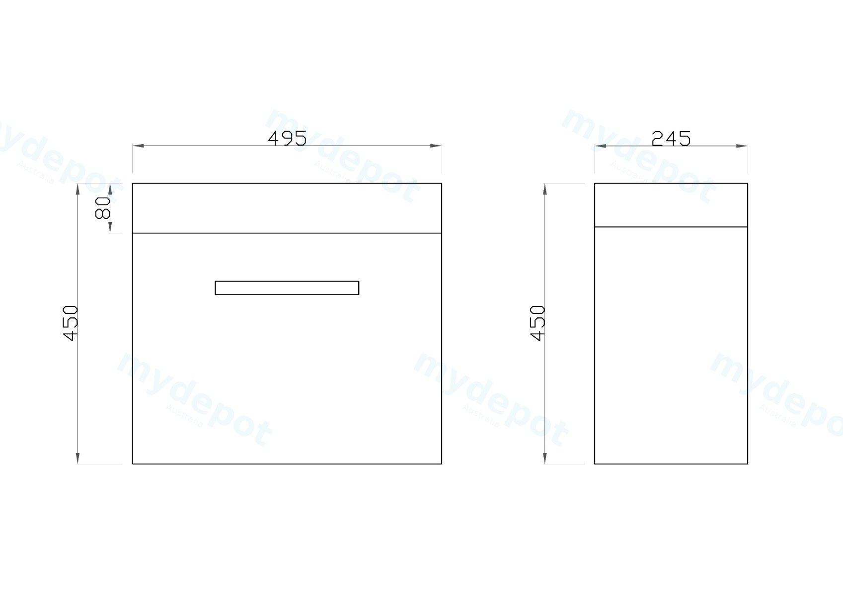 500mm Dark Grey MDF 1 Door Wall Hung Bathroom Vanity Cabinet only view 10