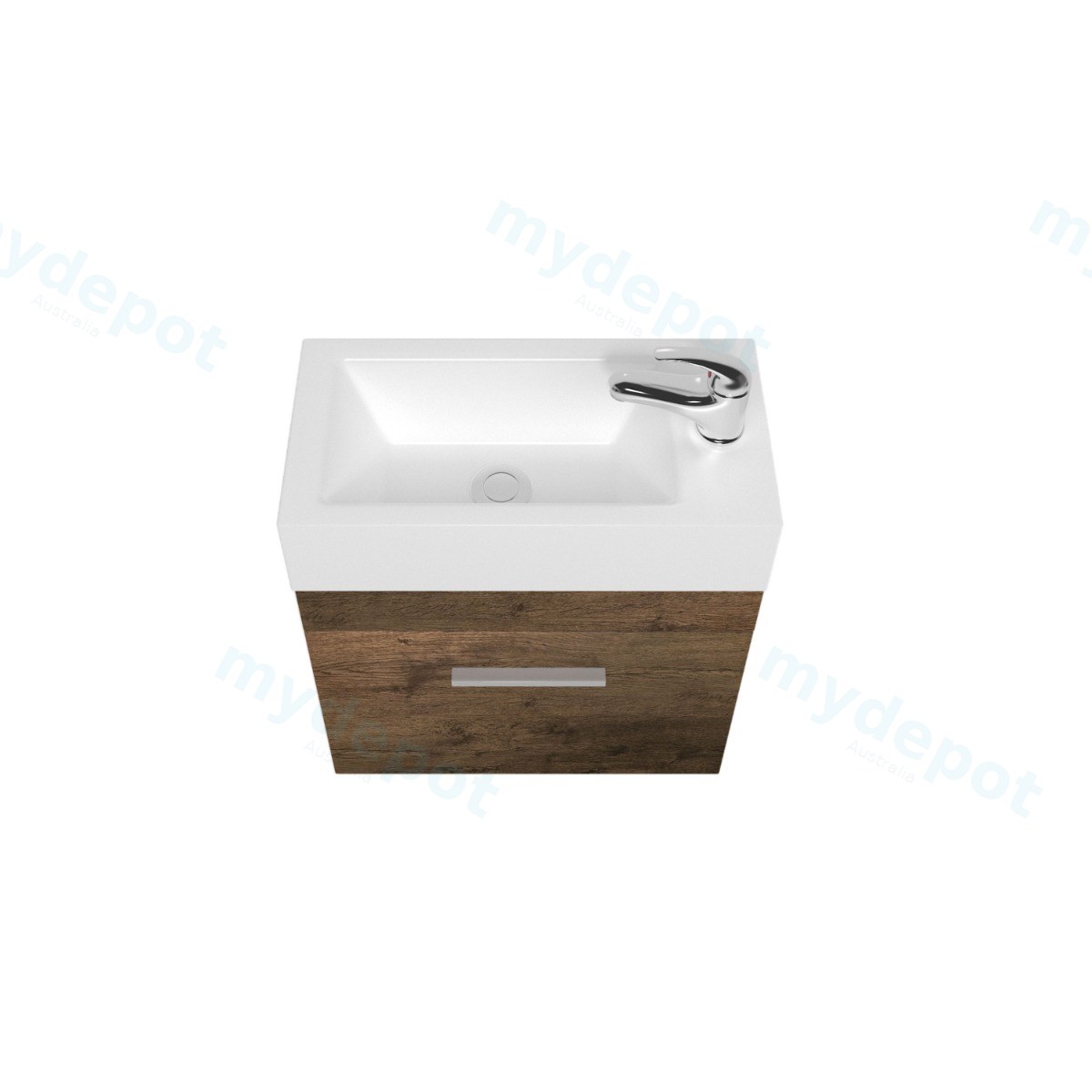 500mm Dark Oak MDF 1 Door Wall Hung Bathroom Vanity Cabinet Only view 2