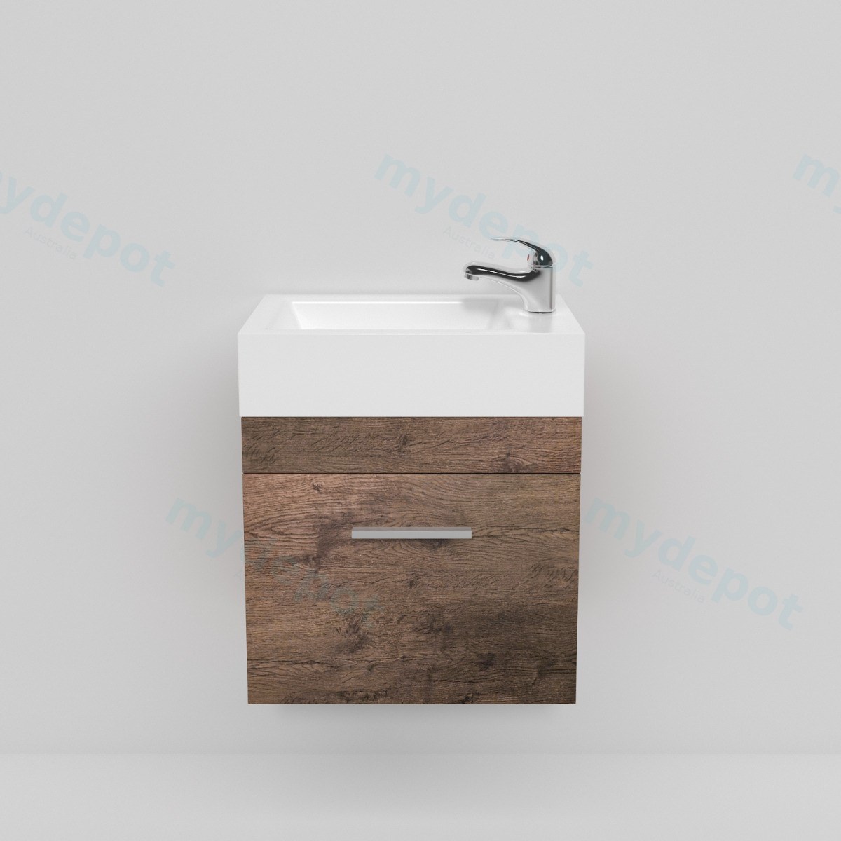 500mm Dark Oak MDF 1 Door Wall Hung Bathroom Vanity Cabinet Only view 3