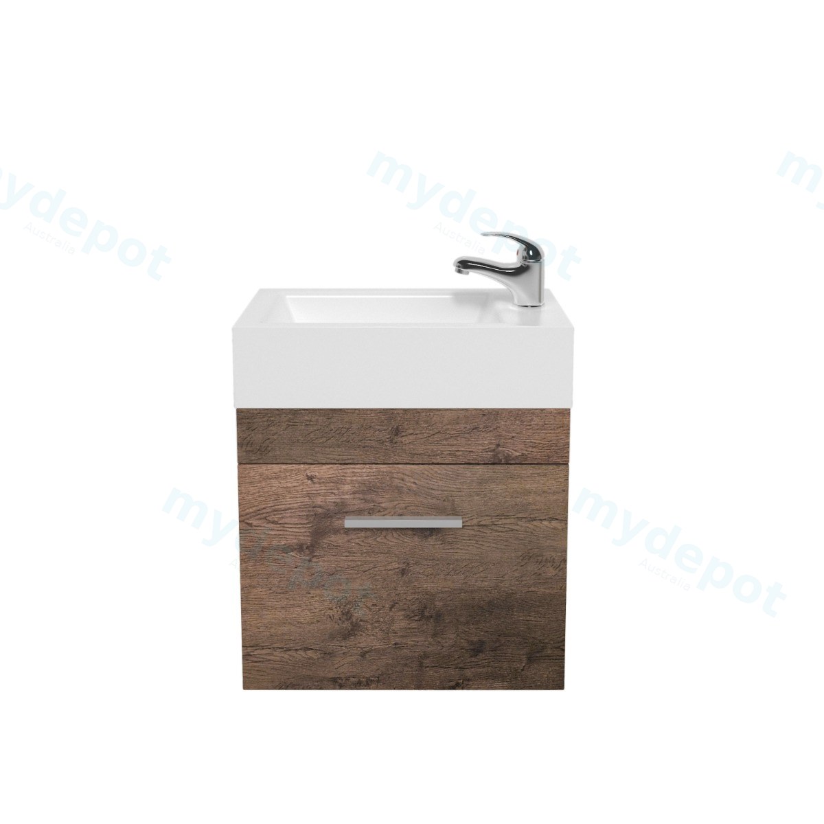 500mm Dark Oak MDF 1 Door Wall Hung Bathroom Vanity Cabinet Only view 4