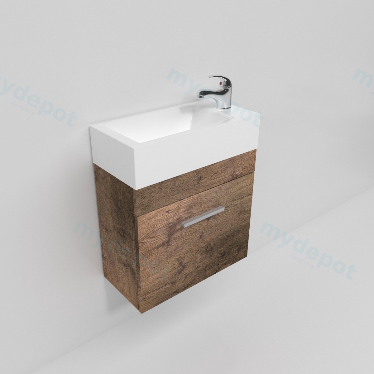 500mm Dark Oak MDF 1 Door Wall Hung Bathroom Vanity Cabinet Only view 6