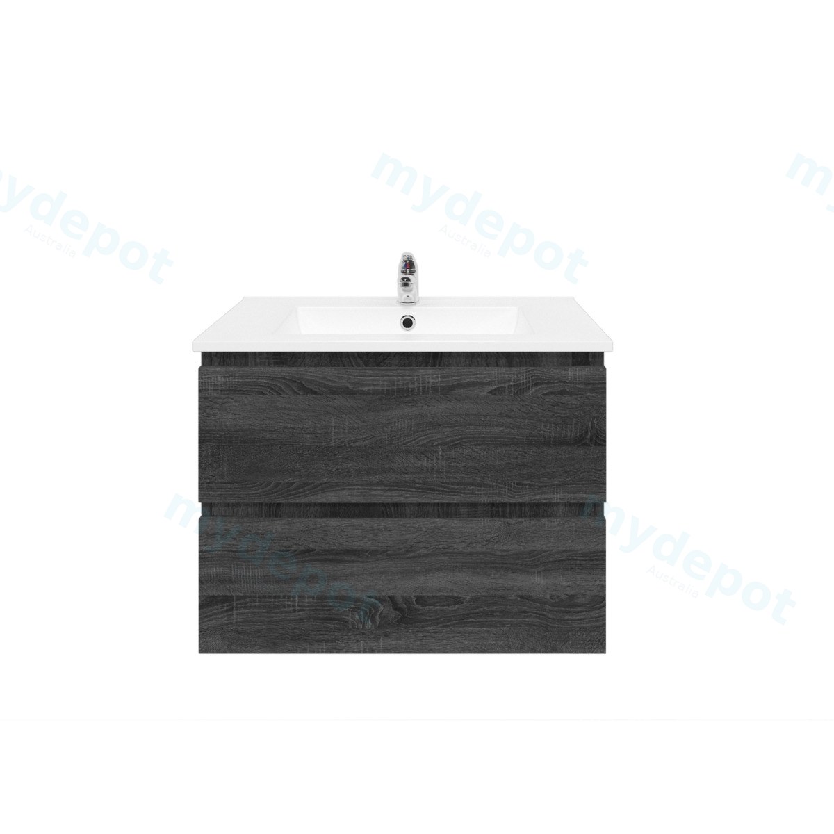 750mm Dark Grey MDF  2 Drawers Wall Hung Bathroom Vanity Cabinet Only view 2