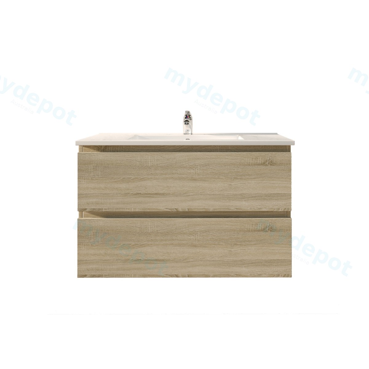 900Lx550Hx450Dmm White Oak MDF Board with PVC Vacuum Filmed 2/DW Wall Hung Vanity view 2
