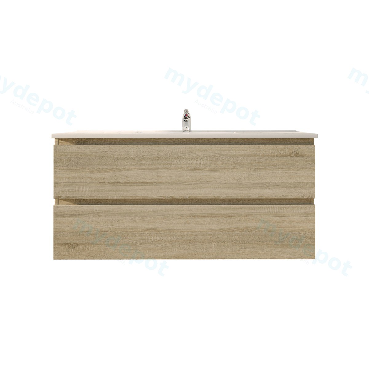1200mm White Oak MDF 2 Drawers Wall Hung Bathroom Vanity Cabinet Only view 3