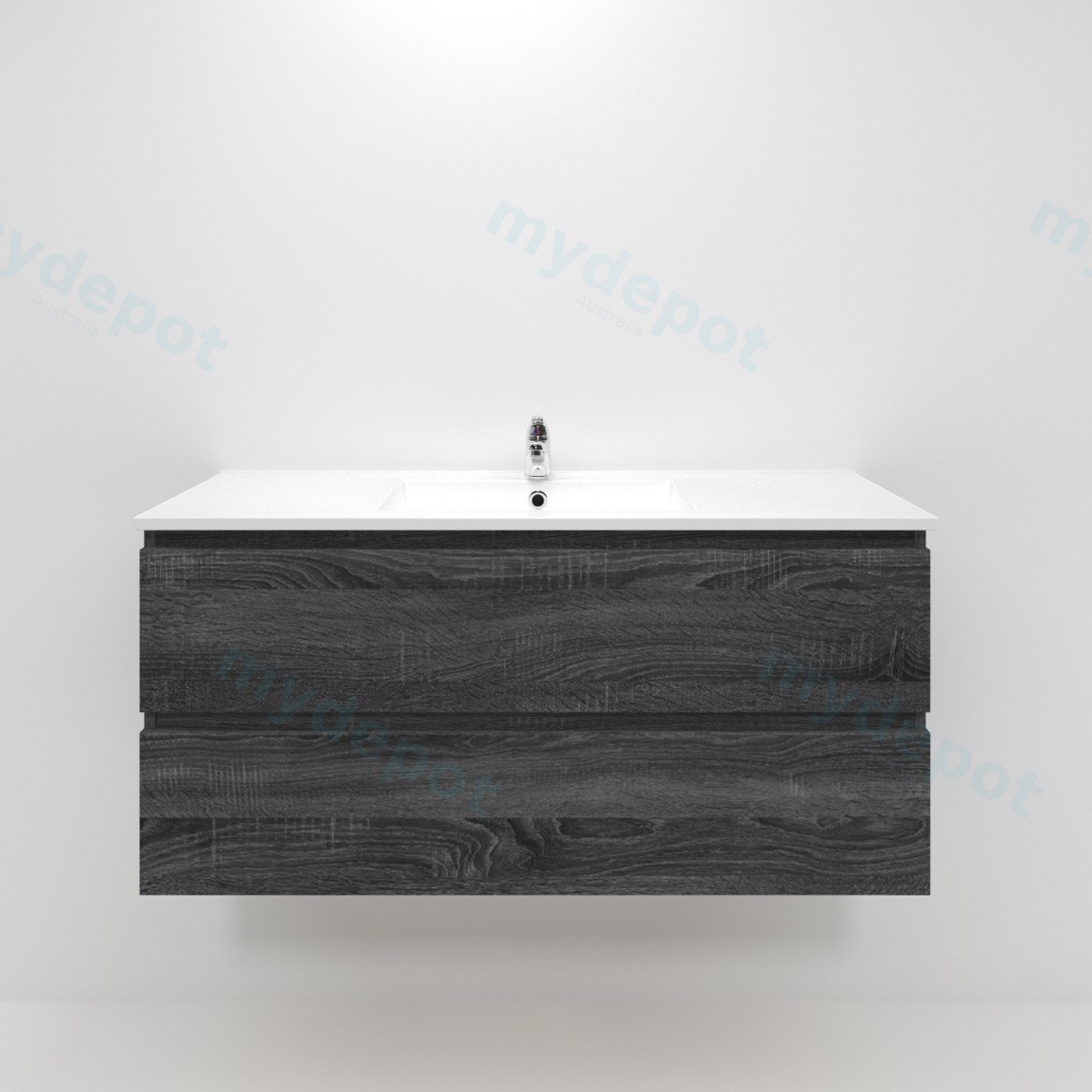 1200mm Dark Grey MDF 2 Drawers Wall Hung Bathroom Vanity Cabinet Only view 3