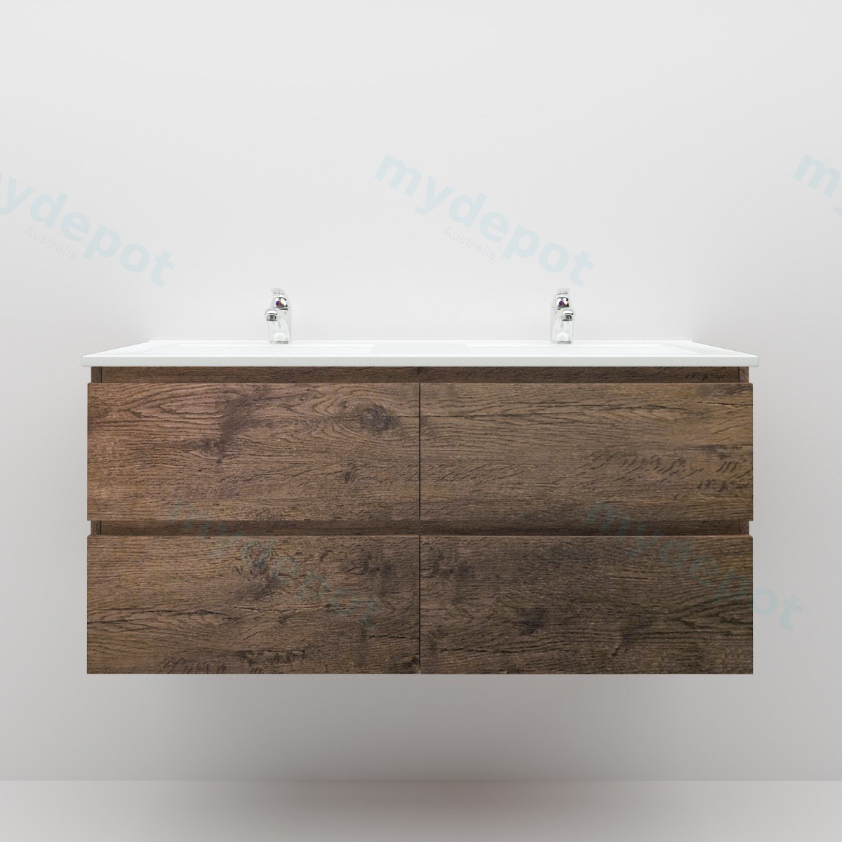 1200mm Dark Oak MDF 4 Drawers Wall Hung Bathroom Vanity Cabinet Only view 3