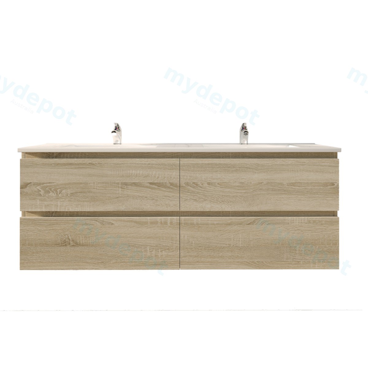 1500mm White Oak MDF 4 Drawers Wall Hung Bathroom Vanity Cabinet Only view 3
